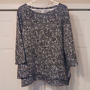 3/$18 or 5/$25 - Ophelia Roe Black/Gray Long Sleeve Top Size 3X